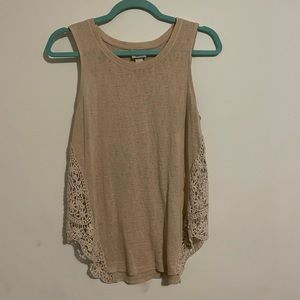 Mossimo Supply Co. Cream Tank With Lace Detail Sides size Medium